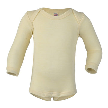 Langarm-Strampler aus Woll-Seiden-Mix - Natural - Engel Natur